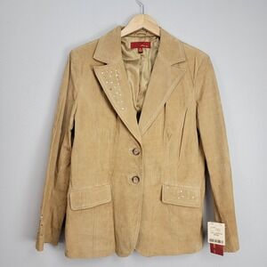 Max USA 100% genuine Leather‎ Jacket Women Coat Blazer Size XL Caramel Studded